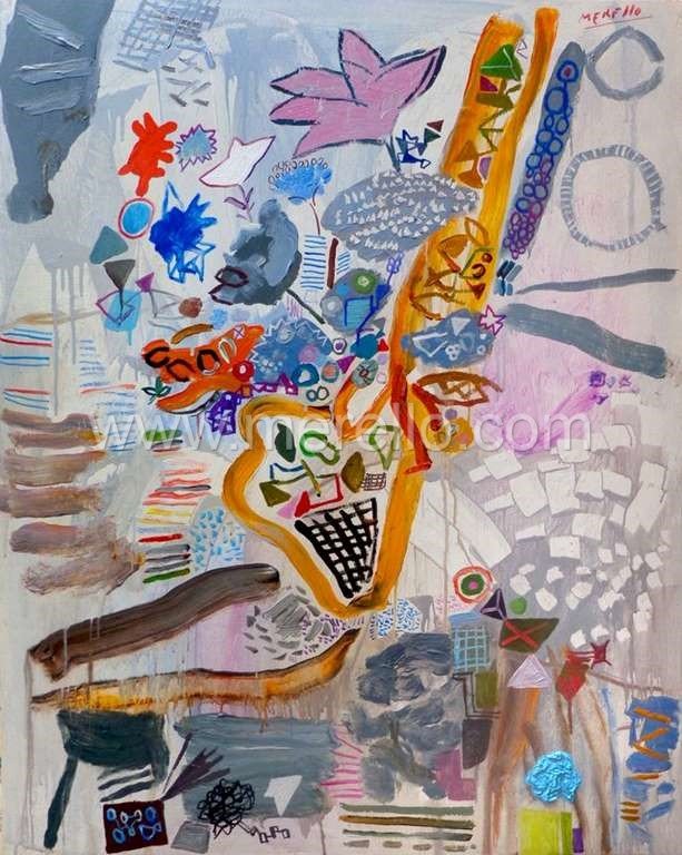 ARTE ESPAOL. PINTURA MODERNA ESPAOLA.-Merello.-Florero de la lluvia (100x81 cm) Mix media on table 