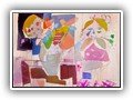 PINTURA_ESPANOLA._ARTE_CONTEMPORANEO.-merello.-nina rosa con florero (81x100 cm) mix media on canvas (